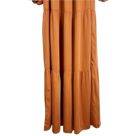 Diarrablu Kudi Dress Women's Small Rust Long Sleeve Off Shoulder Tiered Maxi NWT - Picture 5 of 11